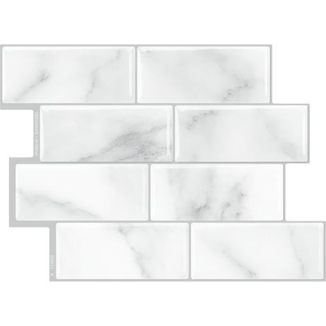 papier Peint Carrelage Autocollant Blanc 30 X 21 Cm Style Mosaque Sticker Mural Film Dcoratif Impermable Pour Carreaux De Mur De Salle De Bains Et (1/4)