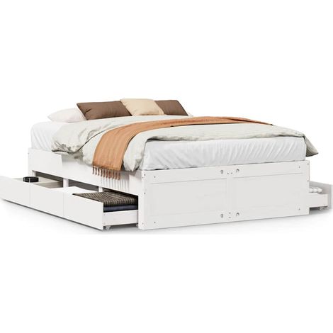 Maison Exclusive - Giroletto senza Materasso con Cassetti Bianco 140x190 cm Pino (1/5)