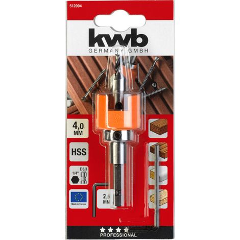 kwb - HSS Hartholzbohrer mit Tiefenstopp und Senker, Ø 4 mm - 512004 (1/2)