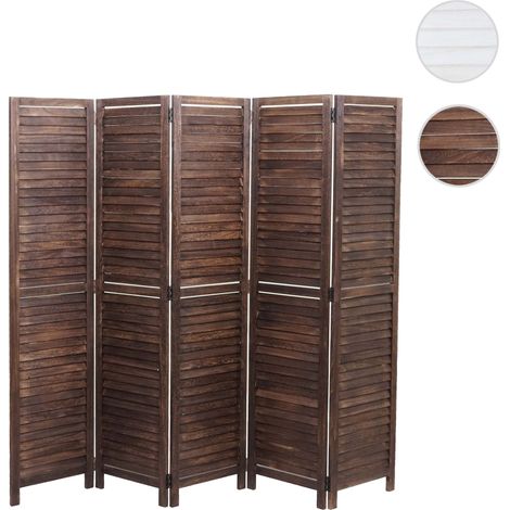 Paravent HWC-C30, cloison de séparation, style shabby vintage, 170x205 cm - brun (1/5)