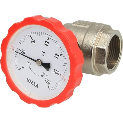 WESA-ISO-Therm robinet à bille p. pompe 1 1/4’’ SKB poignée thermomètre rouge