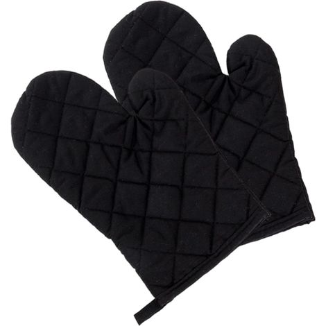 1 paire de gants de four noirs, gants de cuisine, résistants à la chaleur, pour la cuisson (1/5)