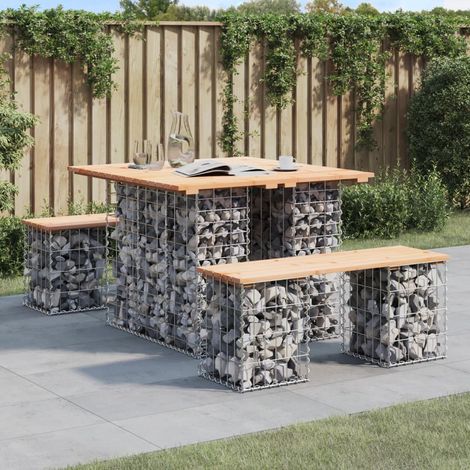 Banc de jardin design de gabion, Banc de jardin, Banquette design contemporain 100x102x72cm bois massif de pin NKK27744 (1/5)