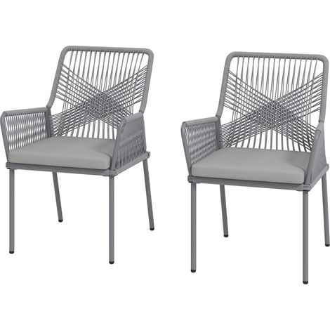 Sillas de jardín 2 uds con reposabrazos, cojines desenfundables, ratán sintético gris oscuro DESVIAE (1/5)