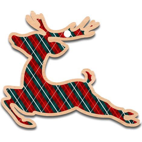 DECORAZIONI PER ALBERO DI NATALE, IN LEGNO, D55, renna (1/2)
