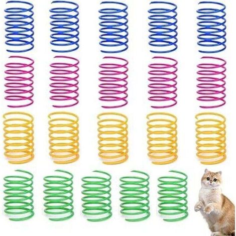 40-teiliges Spiral-Katzenspielzeug-Set, faltbares Kunststoff-Federspielzeug, farbenfrohes Federspielzeug für Katzen und Haustiere (bunt) - Crezuo