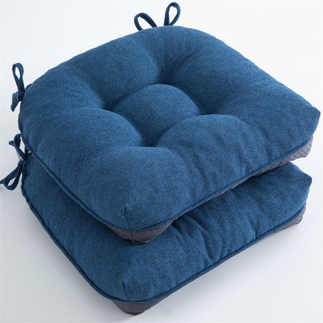 Cuscini per sedie da sala da pranzo, cuscini per sedie da interno con lacci, cuscini per sedie in schiuma trapuntata, cuscini per sedie antiscivolo, set da 2, 15,5 x 15,5 x 4 pollici, nero