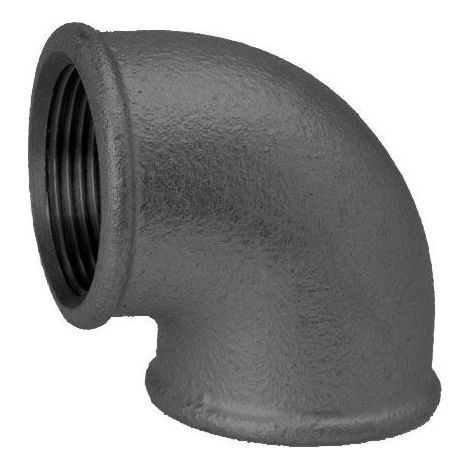 Hermann Schmidt Temperguss Winkel DN 50, 2" 90°, Innengewinde, schwarz