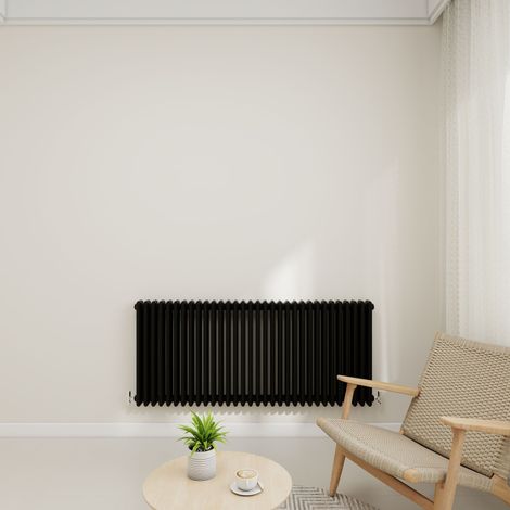 Stech Homes 600x1460mm Black Traditional 3 Column Horizontal Cast Iron Style Central Heating Radiator