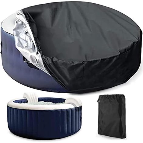 Bâche Gonflable pour Spa Rond, Couverture d'Hivernage Étanche et Protection de Piscine 210 x 90 cm, Noir (1/5)