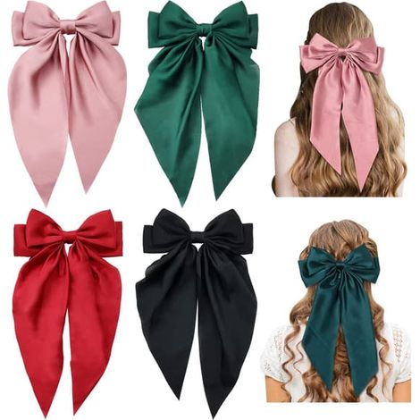 épingles à cheveux avec nœuds, nœud rouge, grand nœud pour femme, taille S (1/5)