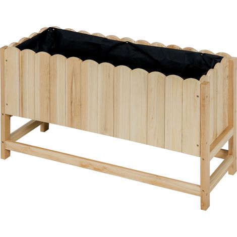 Jardin vertical en bois avec trou de drainage et revêtement intérieur, 86x30x50 cm (1/5)