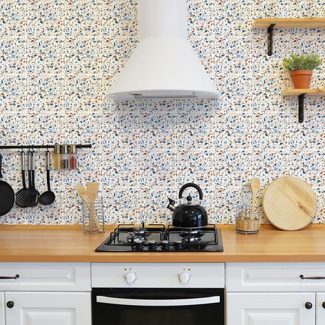 Sticker Mural Carrelage adhésif Cuisine Salle de Bain - 30 STICKERS CARRELAGES TERRAZZO ROMEO - 30stickers10x10cm (1/5)