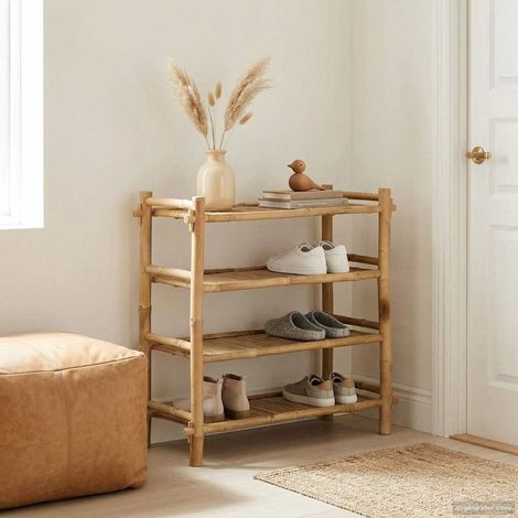 Rack à chaussures avec étagère Naturel 4 niveaux Bambou (1/5)