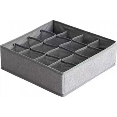 Organiseur de sous-vêtements avec séparateurs de tiroir, organiseur de placard pliable en tissu, boîte de rangement pour vêtements de bébé, sous-vêtements, cravates, chaussettes - Gris foncé (16 compa (1/4)