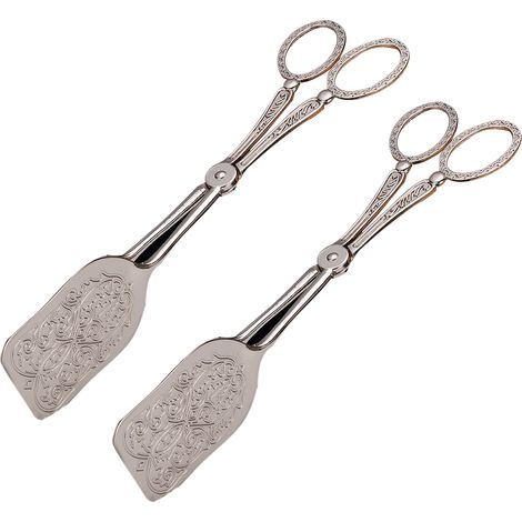 Pinces À Pâtisserie - En Alliage De Zinc - Finition Argentée - Pour Buffet Pâtisserie Salade Barbecue - Lot De 2 (1/5)