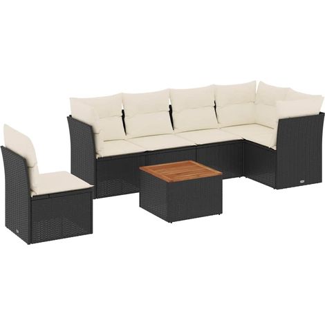 vidaXL Set Divani da Giardino con Cuscini 7pz Nero Polyrattan (1/5)