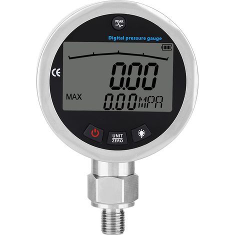 – Manomètre hydraulique numérique 400BAR – Plage de pression 0-40Mpa – Connecteur G1/4 – Acier inoxydable pour eau, gaz, huile - 5800PSI (1/5)