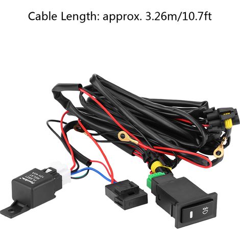 Kit de Câblage avec Relais et Fusible pour Phares Anti-Brouillard LED 12V Universel - Interrupteur Marche/Arrêt (1/5)