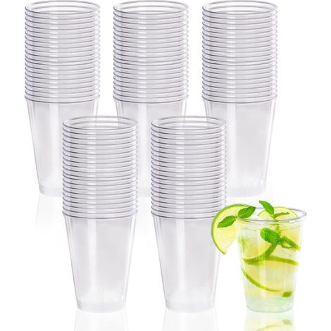 100 Pièces Gobelets en Plastique Dur, 240ML Verres de Fête en Transparents, Résistants & Réutilisable Verre Tasses, Gobelets pour Boissons, Champagne, Vin, Desserts, Anniversaires, Noël, Fêtes (1/2)