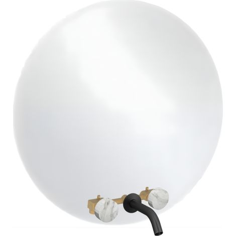 Espejo LED redondo de 3 orificios + mezclador de lavabo empotrado de 3 orificios JACOB DELAFON Grands Boulevards cautivador mármol y negro