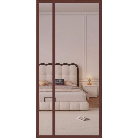 Rideau de porte anti-moustiques d'été, ouverture latérale avec bande magnétique Velcro, 70 x 200 cm (marron) (1/5)