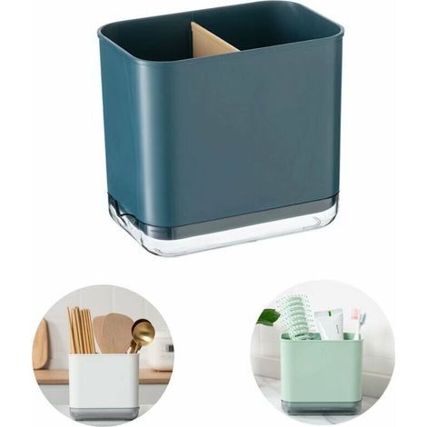Aufbewahrungsbox, multifunktionales Aufbewahrungsregal, Essstäbchenhalter, Abtropfgestell (dunkelblau) (1/5)