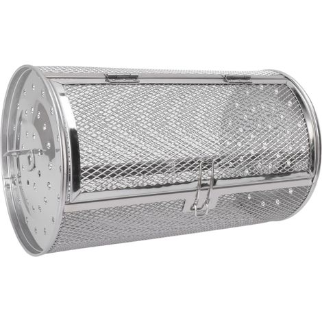Panier à griller roulant en acier inoxydable, grille ronde en acier inoxydable pour barbecue, cacahuètes, noix séchées et légumes C (1/5)