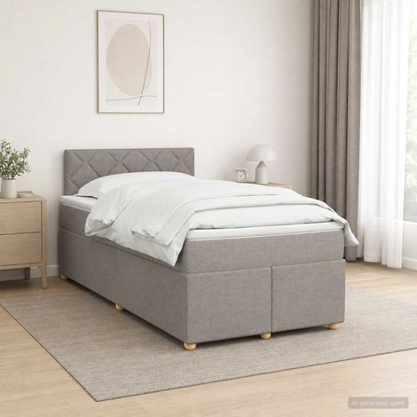 vidaXL Lit boxspring avec matelas Taupe 120 x 190 cm Tissu (1/5)
