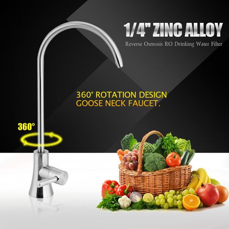 Mitigeur de cuisine en alliage de zinc 1/4'', robinet chromé, filtration eau potable par osmose inverse RO (1/5)