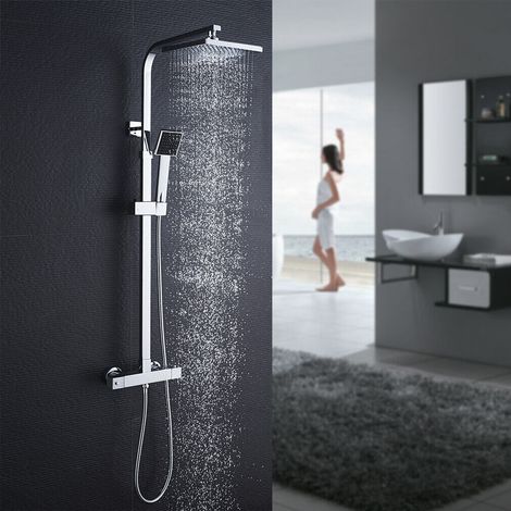 Colonne de Douche Thermostatique Auralum , Ensemble de Douche Set, Salle de Bain Colonne de Douche, Thermostat avec Mitigeur Réglable en Hauteur Système de Douche (1/5)