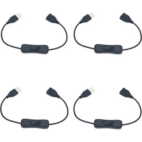 USB-Schalter, 4 Stück 30 cm USB-Verlängerungskabel mit Ein-/Ausschalter, kompatibel mit Dashcam, Schreibtischlampe, LED-Streifen (1/5)