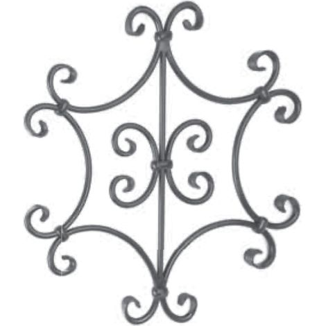 Decoro composto da 8 ricci a C - Altezza 500x500mm sezione tonda di ø14mm - Ferro battuto - Saldatura