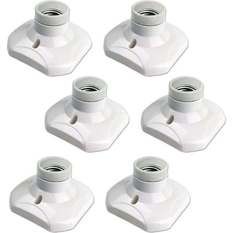 Douille de plafonnier E27 à vis, murale avec culot E27, AC 230 V, porte lampe carrée blanche, base support plastique, lot de 6 (1/5)