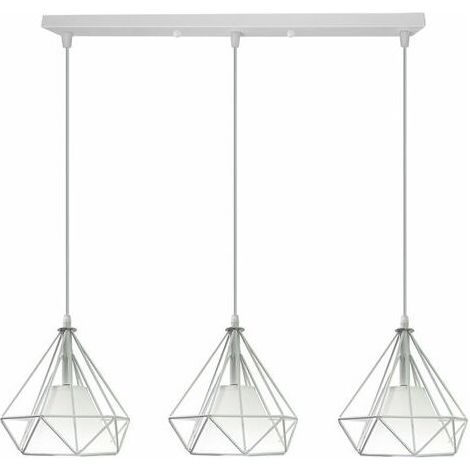 Chandelier Pendant Light 3 Lights Diamond Shape Industrial Ceiling Light Fixture E27 for Bedroom Living Room Bar White (1/5)