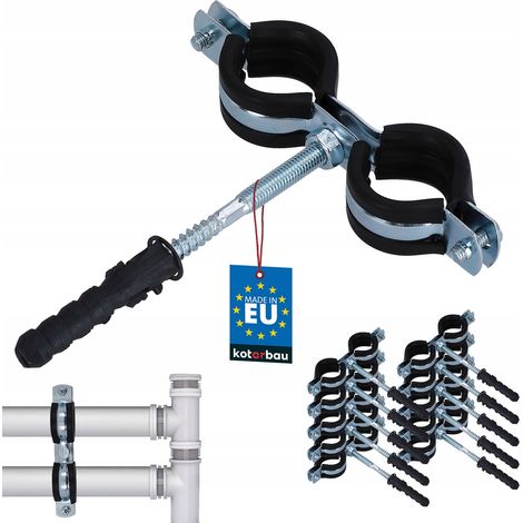 Rohrschelle 3/4" Doppelklemme mit Dichtung - 10 Stück (1/5)