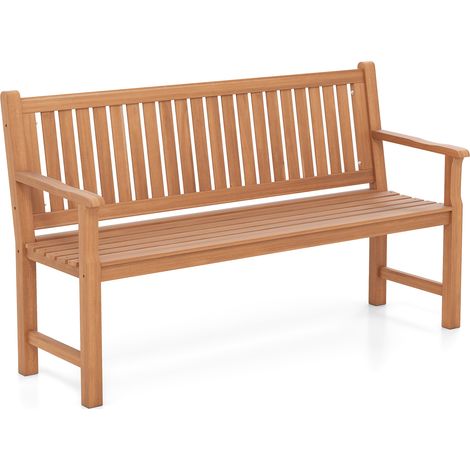 Banc de Jardin en Bois 3 Places avec Dossier Ergonomique à Lattes, Accoudoirs, Banquette Exterieur 3 Personnes, Capacité 450 KG, 150 x 53,5 x 89 cm (1/5)