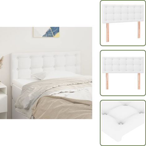 Tête de lit Blanc 100x5x78/88 cm Similicuir - Tête De Lit - Literie - Meuble De Chambre - Décoration Chambre - Simili Cuir (1/5)