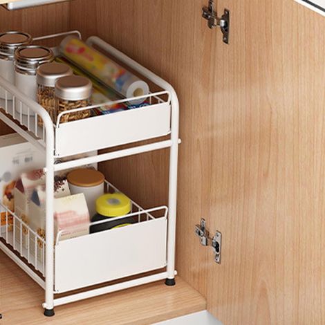 Ablage für unter die Spüle, Auszugsschublade, Gewürzregal, Unterschrank für Bad und Küche, klein, weiß (1/5)