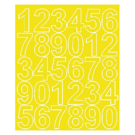 Pegatinas autoadhesivas con números de 4,5 cm, color amarillo brillante.
