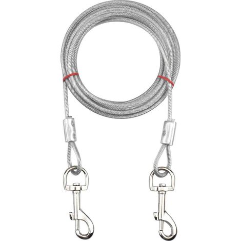 Câble de traction pour chien en acier, laisse d'attache robuste 5 mètres pour jardin et extérieur (1/4)