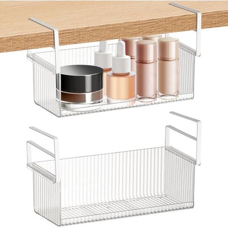 Allecto Premium，Cesta colgante para botiquín y organizador de maquillaje，cesta de almacenamiento de plástico para baño，juego de 2 (1/5)