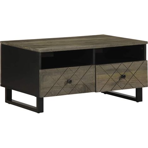 Couchtisch Schwarz 80x54x40 cm Massivholz Mango