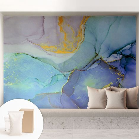 Papier peint avec colle pour décoration moderne de salon chambre à coucher cuisine et bureau Facile Formes aquarellées 208x146 cm (1/5)