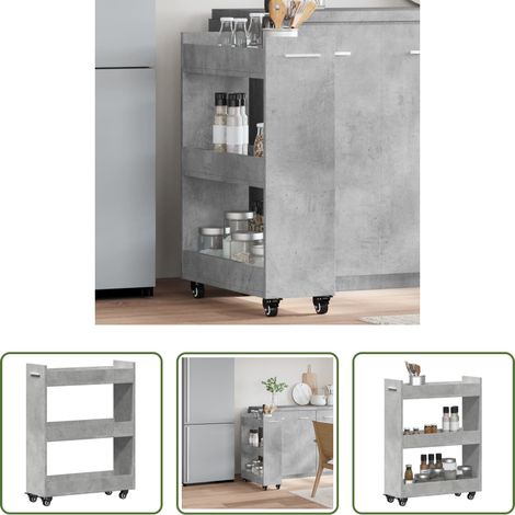 vidaXL Betonfarbe - Schrank mit Rollen Betongrau 60x22x79 cm Holzwerkstoff (1/5)