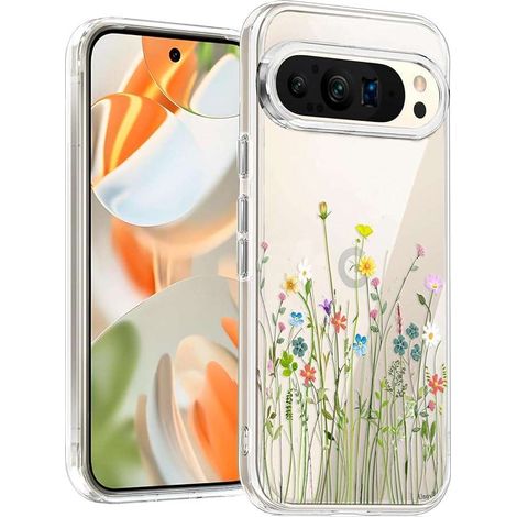 Étui de protection pour Google Pixel 9 Pro XL, coque arrière avec motif floral (1/2)