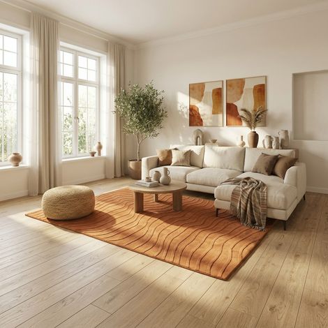 Tapis en laine ElegantMinimalism - Tapis en laine  - 340x240cm, Rectangular - 100% Laine vierge - Tufté main - Jaune