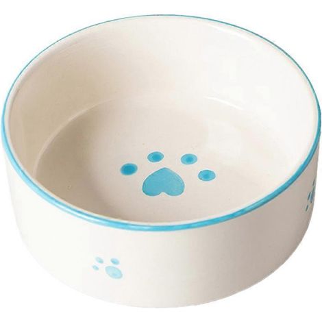 Gamelle surélevée en céramique pour petits chiens ou chats - Bleue (1/5)