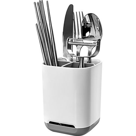 Porte-brosse à dents 3 compartiments – Blanc – Organisateur salle de bain – Séparateur amovible – Drainage – Antidérapant (1/5)