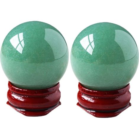 Lot De 2 Sphères De Cristal De Quartz Et De Jade Pierres De Décoratives en Cristal Vert avec Support pour La Maison (1/5)